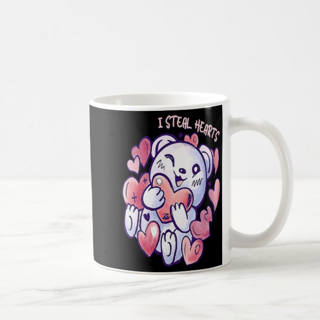 Cute Bear Steal Hearts Valentines Day Or Toddler  Coffee Mug (Right)