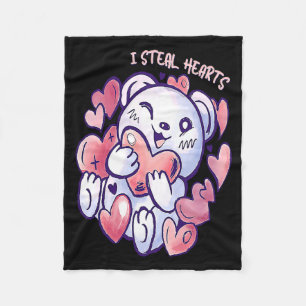 Cute Bear Steal Hearts Valentines Day Or Toddler Fleece Blanket