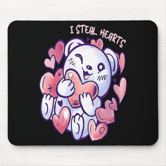 Cute Bear Steal Hearts Valentines Day Or Toddler  Mouse Mat (Front)