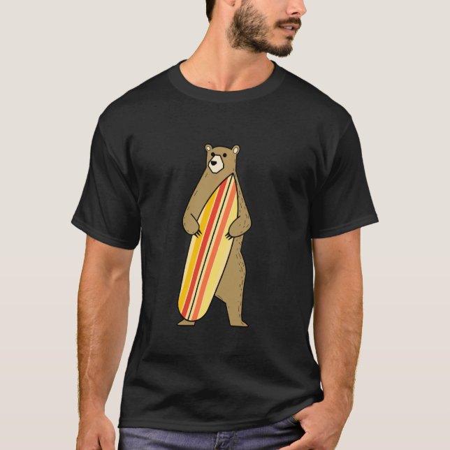 Cute Bear Surf Board Funny Surfing For Men Women S T-Shirt (Front)