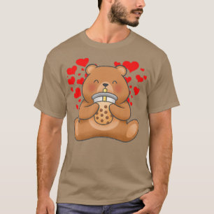 Cute Bear Tea Bubble Tea Anime Japanese Girl Teen T-Shirt