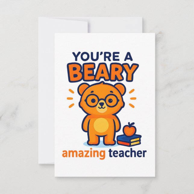  Cute Bear Teacher Appreciation Card (Front)