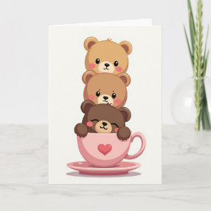 Cute Bear Teacup Love Card