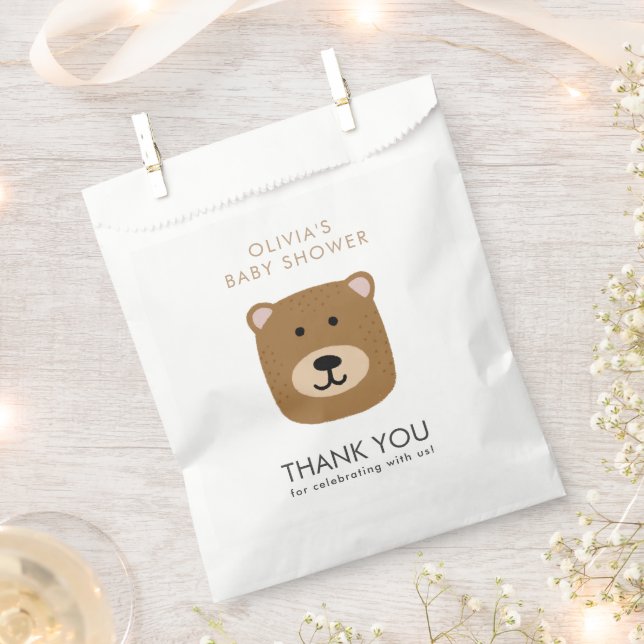Cute Bear Thank you Baby Shower Favour Bags (Clipped)