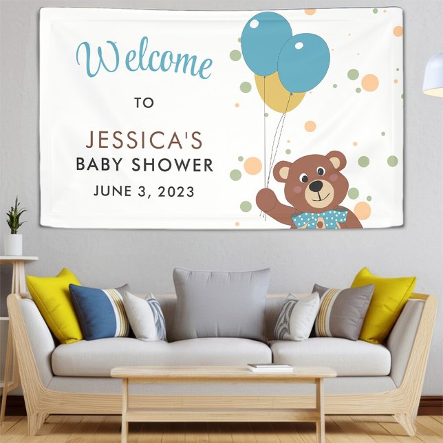 Cute Bear Theme Baby Boy Blue Shower Welcome Banner (Creator Uploaded)