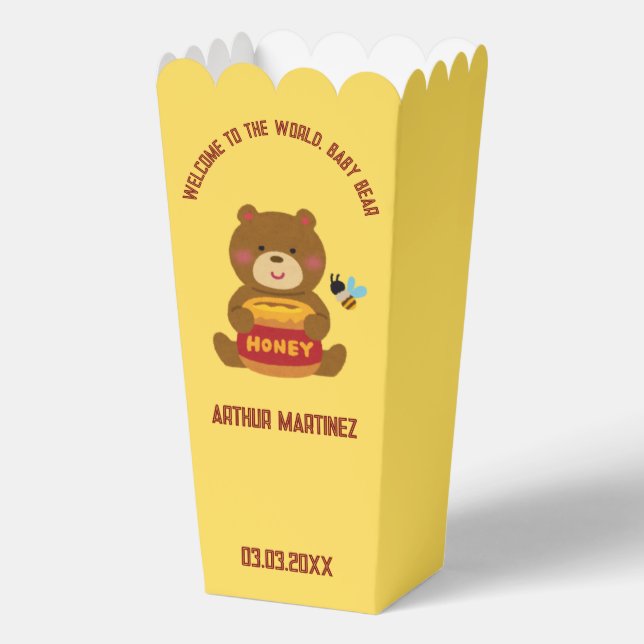 Cute Bear Theme Boy Baby Shower Favour Box (Back)