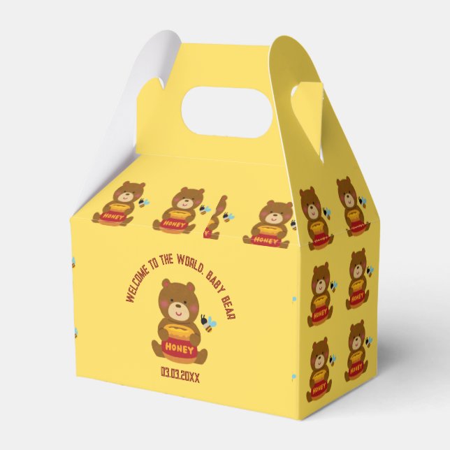Cute Bear Theme Boy Baby Shower Favour Box (Front Side)