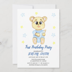 Cute Bear Theme Boy's Birthday Party  Save The Date
