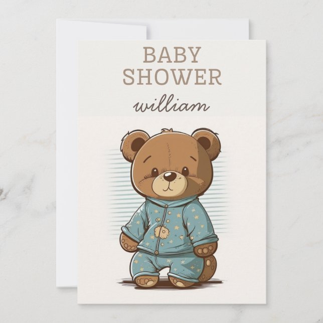 Cute Bear Theme Girl Baby Shower Invitation (Front)