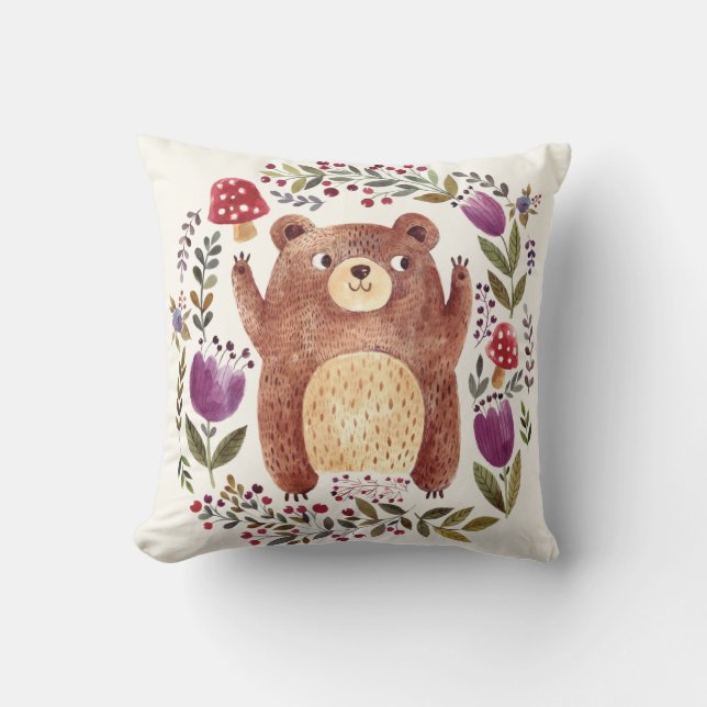 Cute Bear Throw Pillow (Front)