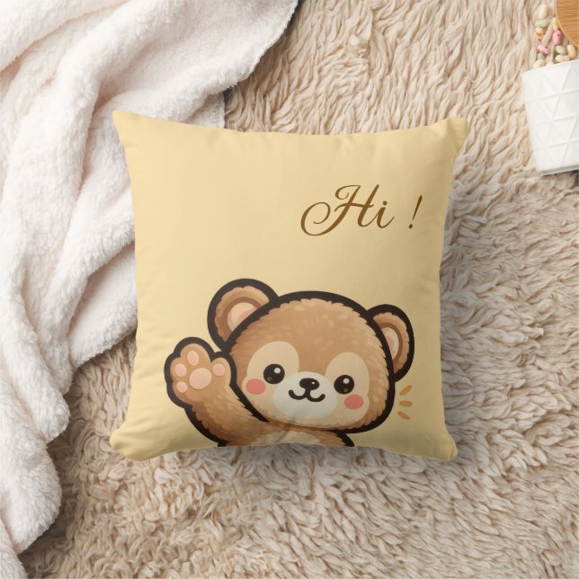 Cute Bear Throw Pillow | Kawaii Home Decor Cushion (Blanket)