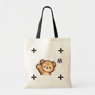 Cute Bear Tote Bag – “Hi” Minimal Kawaii Design