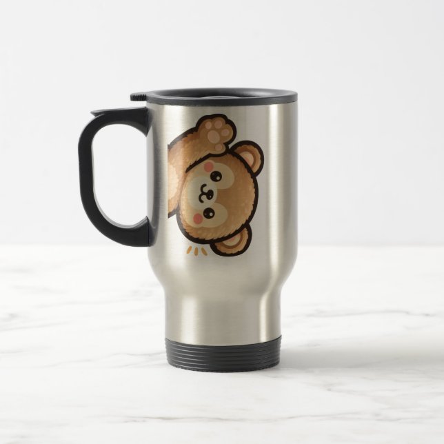Cute Bear Travel Mug | Kawaii Stainless Steel Coff (Left)