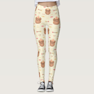 Cute Bear Tribal Pattern Leggings