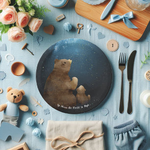 Cute Bear Twinkle Little Star Paper Plate