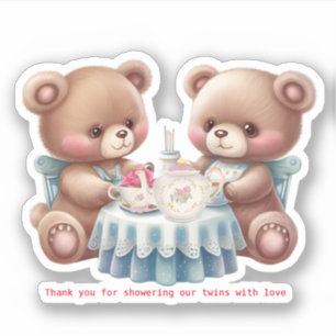 Cute Bear Twins Thank you Custom-Cut Vinyl