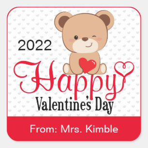 Cute Bear Valentine's Day Gift Sticker & Labels