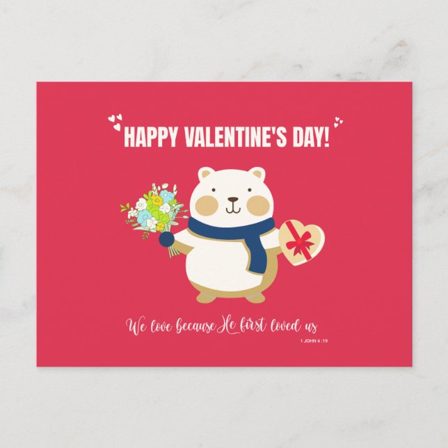 Cute Bear Valentine's Day  Postcard (Front)