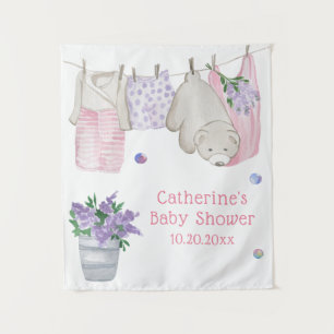 Cute Bear Wash Day Baby Shower Tapestry