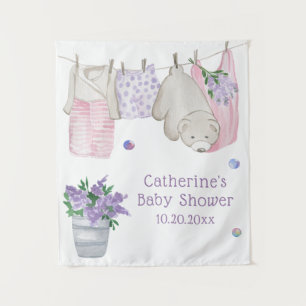 Cute Bear Wash Day Watercolor Baby Shower Tapestry