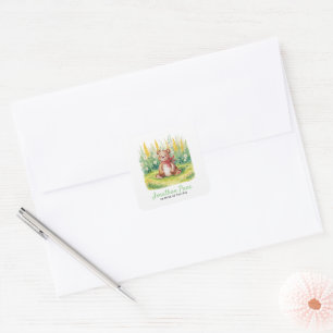 Cute Bear Watercolor Bearly Wait Baby Shower Square Sticker