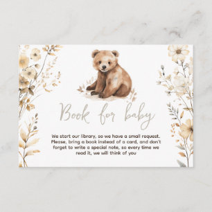 Cute bear watercolor boy baby shower card