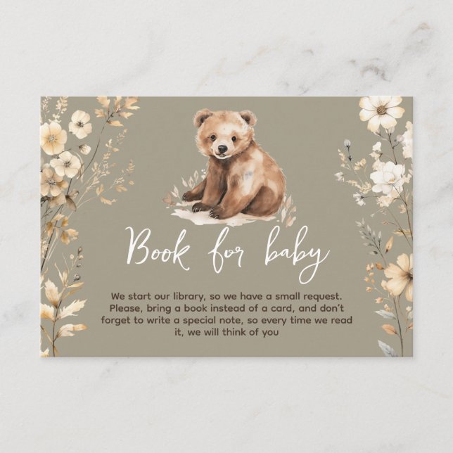 Cute bear watercolor boy baby shower card (Front)