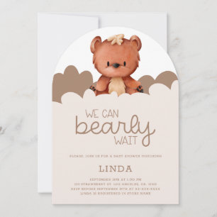 Cute Bear We Can Bearly Wait Baby Shower Arch Invitation