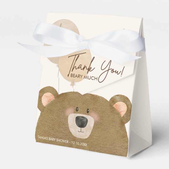 Cute Bear we can Bearly Wait Baby Shower Favour Box (Front Side)