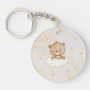 Cute Bear We Can Bearly Wait Baby Shower Key Ring