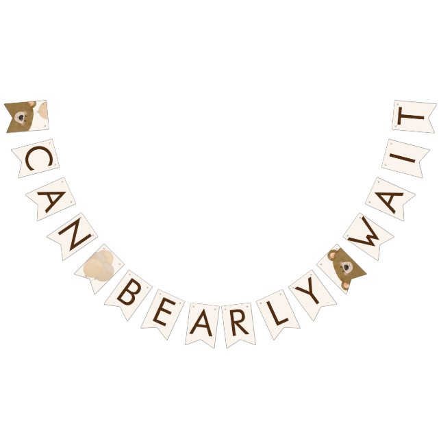 Cute Bear We Can Bearly Wait Gender Baby Shower  Bunting (All)