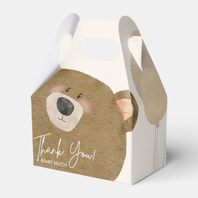 Cute Bear We Can Bearly Wait Gender Baby Shower  Favour Box (Front Side)