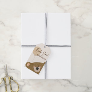 Cute Bear We Can Bearly Wait Gender Baby Shower  Gift Tags