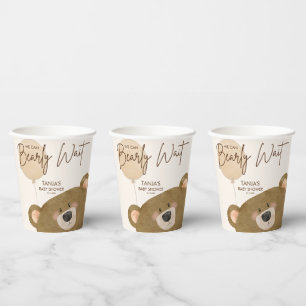 Cute Bear We Can Bearly Wait Gender Baby Shower  Paper Cups