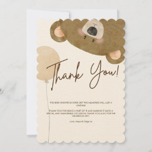 Cute Bear We Can Bearly Wait Gender Baby Shower Thank You Card