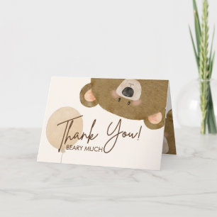 Cute Bear We Can Bearly Wait Gender Baby Shower Thank You Card