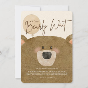 Cute Bear We Can Bearly Wait Gender Baby Shower  Thank You Card