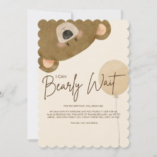 Cute Bear We Can Bearly Wait Gender Baby Shower Thank You Card