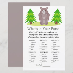 Cute Bear What's in your purse game baby shower