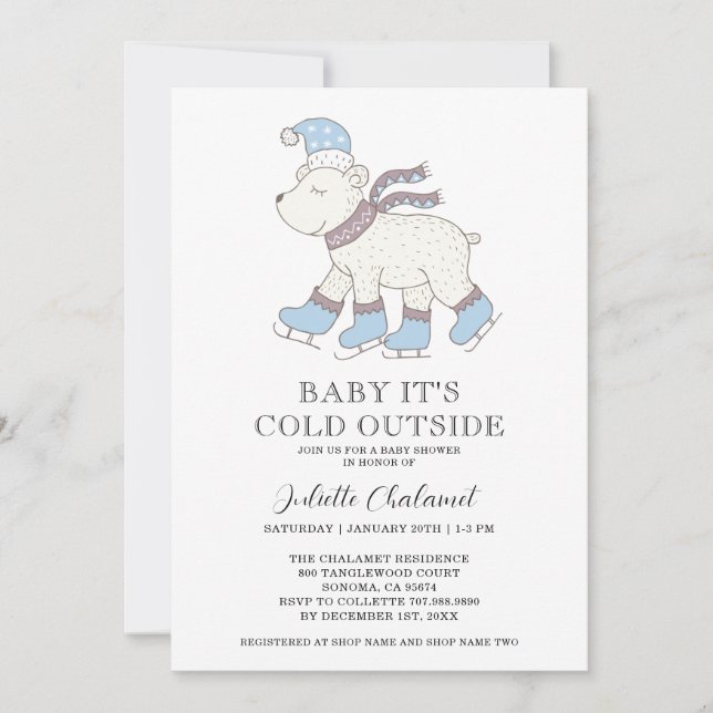 Cute Bear Winter Baby Shower Invitation (Front)