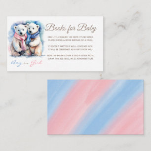 Cute Bear Winter Gender Reveal Books For Baby  Enclosure Card