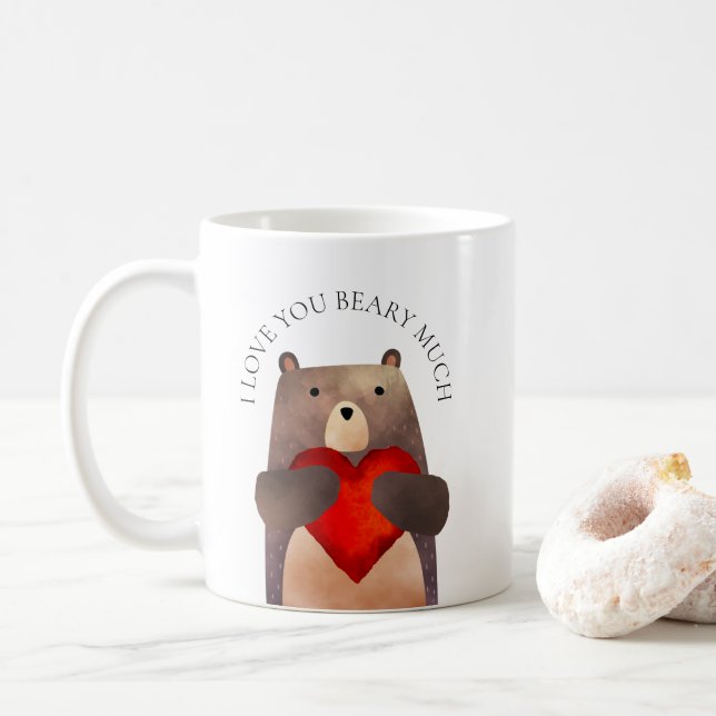 Cute Bear with a heart, I love you Mug (With Donut)