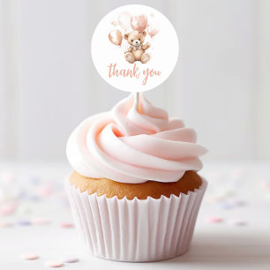 Cute Bear With Balloons Baby Pink Classic Round Sticker