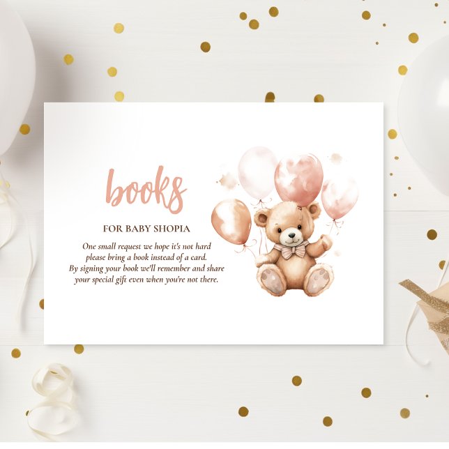 Cute Bear With Balloons | Baby Pink  Enclosure Card (Creator Uploaded)