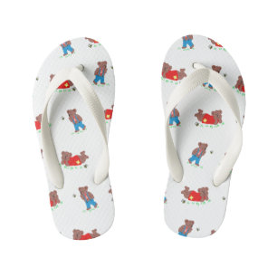 Cute Bear with Bee Pattern Kid's Flip Flops