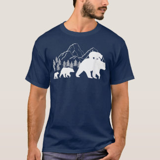 Cute Bear with Cubs Vintage Sunset - Retro Family  T-Shirt