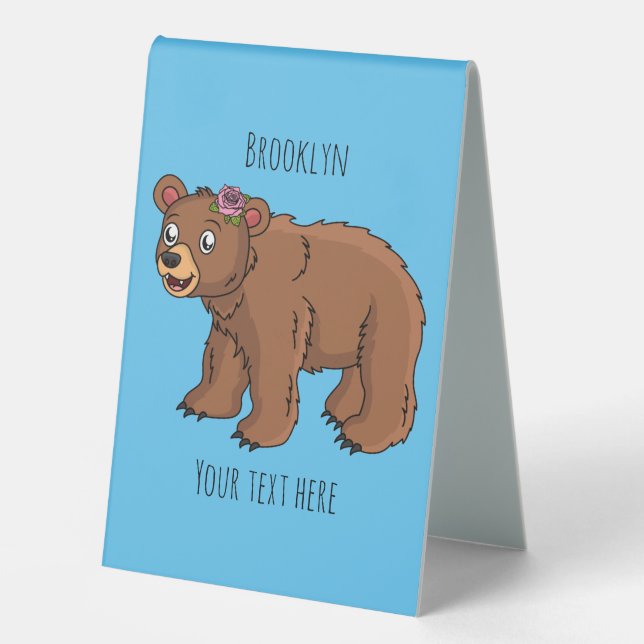 Cute bear with flower cartoon illustration  (Front)