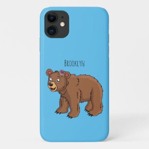 Cute bear with flower cartoon illustration iPhone 11 case