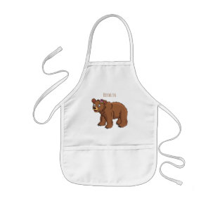 Cute bear with flower cartoon illustration kids apron