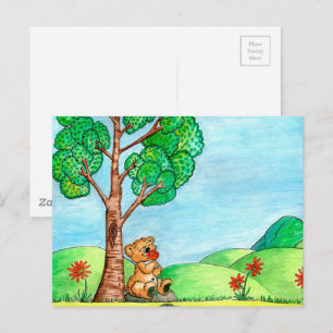 Cute Bear with Flowers Postcard